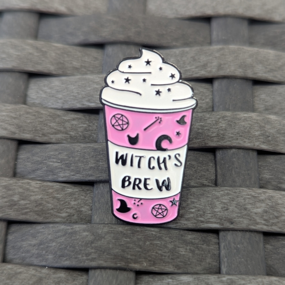 Witches Brew Coffee Halloween Enamel Pin
